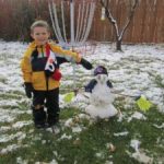 Fun in the yard with a little snow